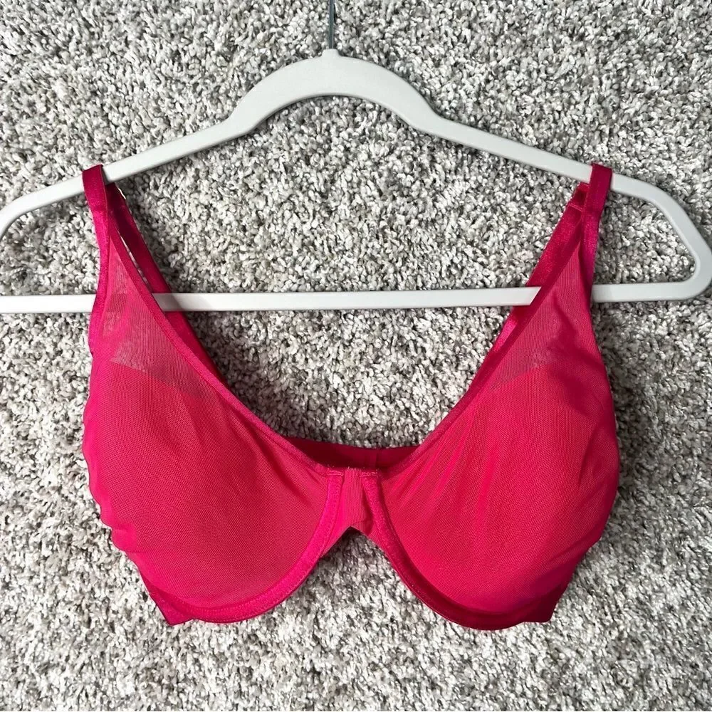 Soma Bra Women's 34DD Hot Pink Lightest‎ Lift Mesh Plunge